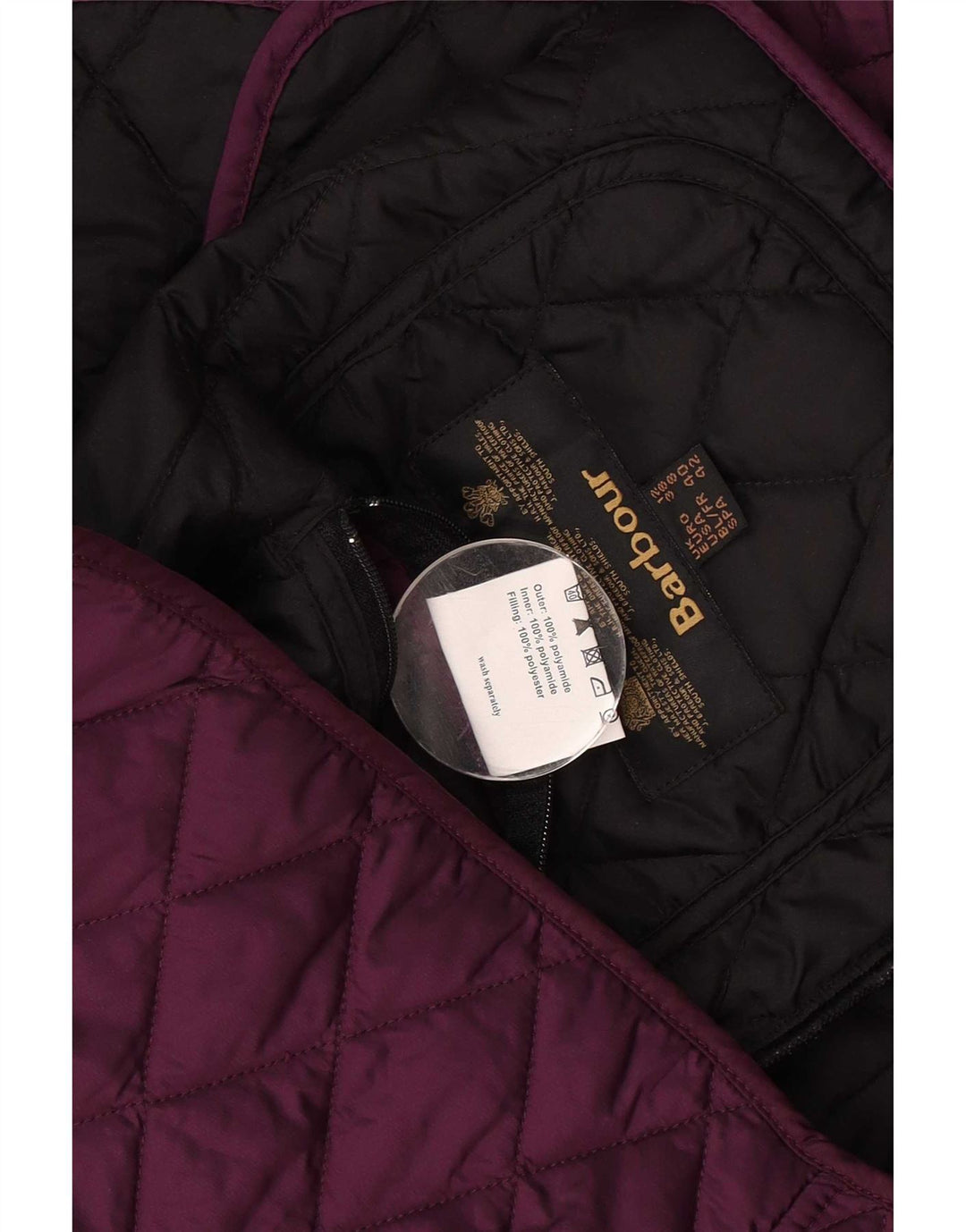 Barbour Quiltet jakke til kvinder UK 12 Medium Lilla Colourblock Polyamid