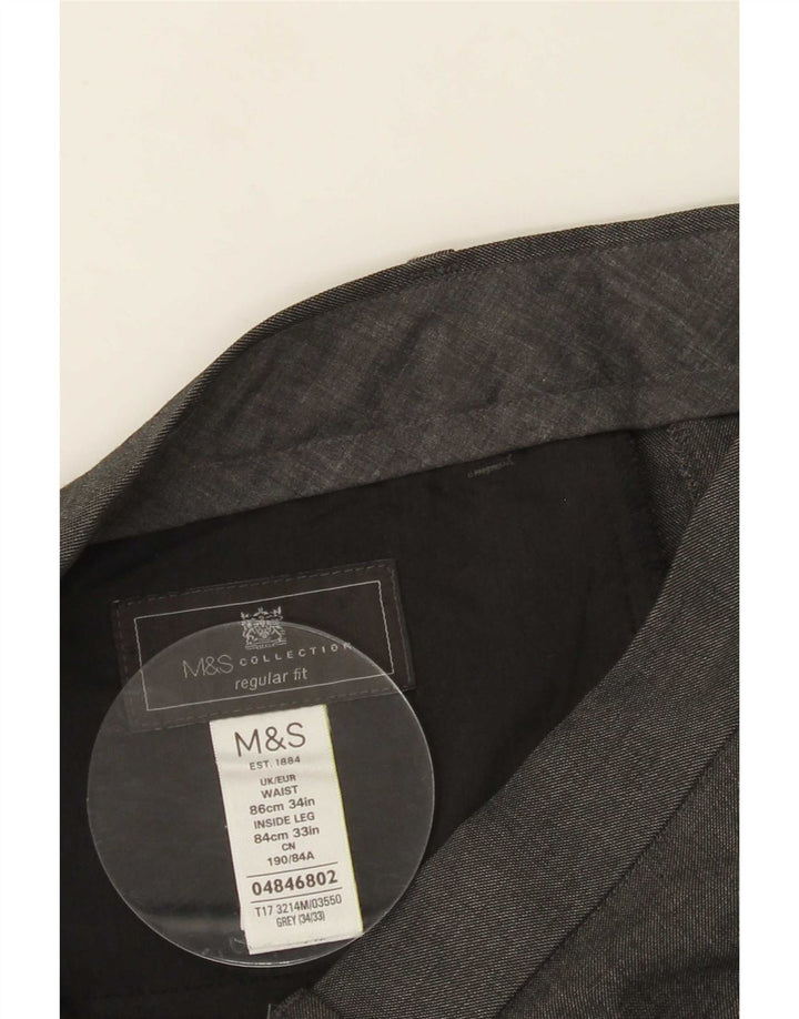 Marks & Spencer Herre Pegged Regular Fit Suit Bukser W34 L33 Grå