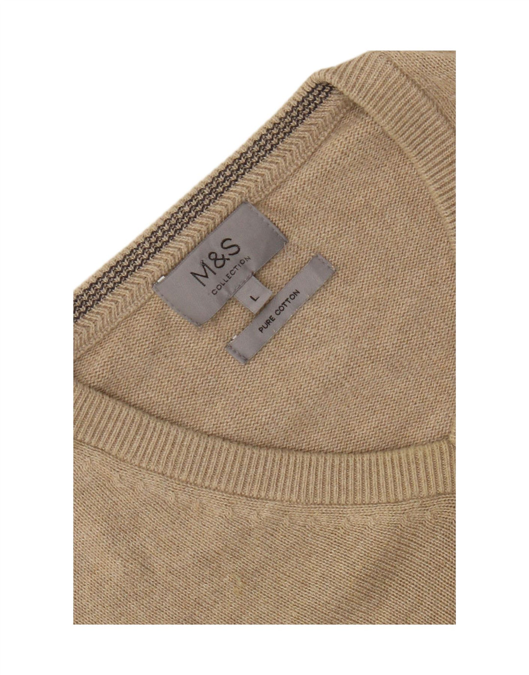 Marks & Spencer Herre V-hals sweater Stor Beige Bomuld