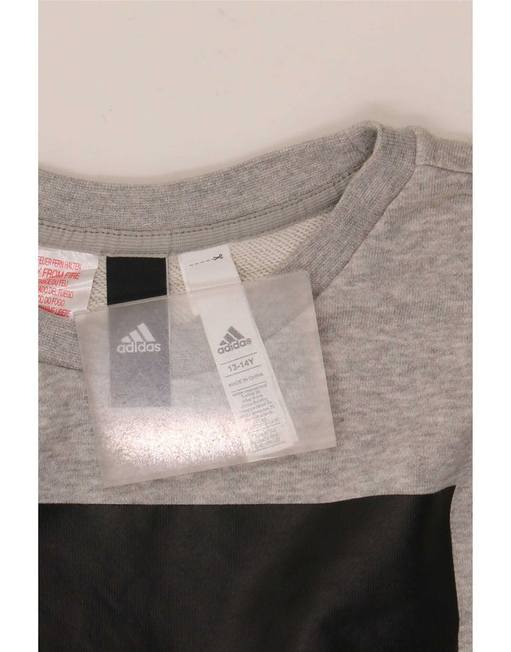 Adidas Graphic Sweatshirt Jumper til drenge 13-14 år Grå bomuld