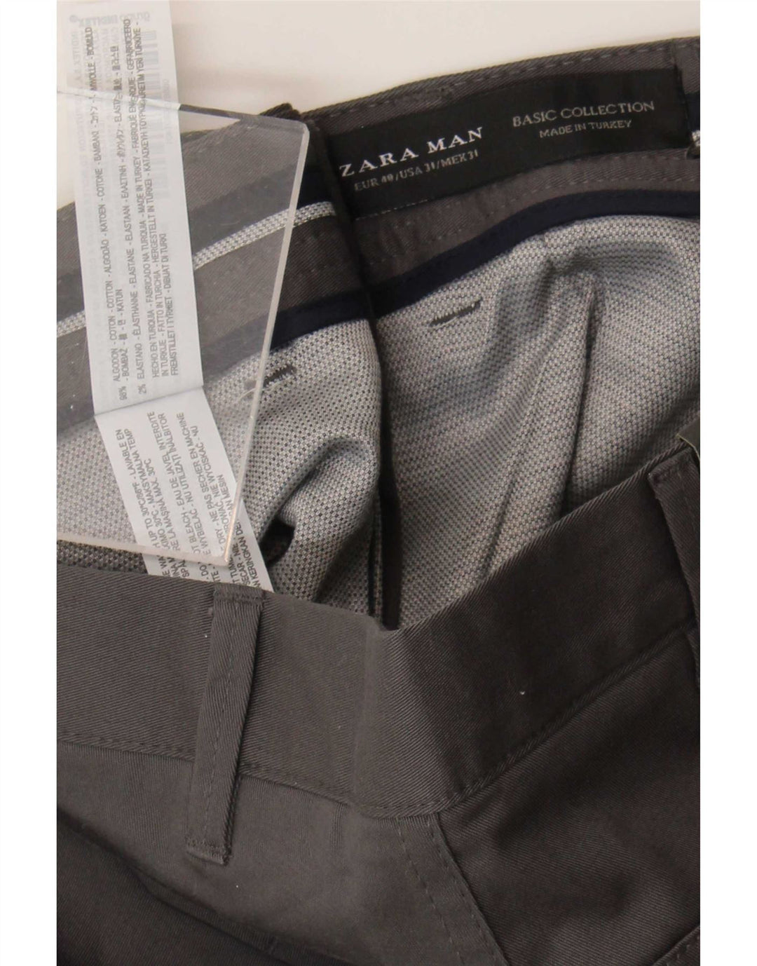 Zara Herre Chino Shorts EU 40 Medium W31 Grå Bomuld