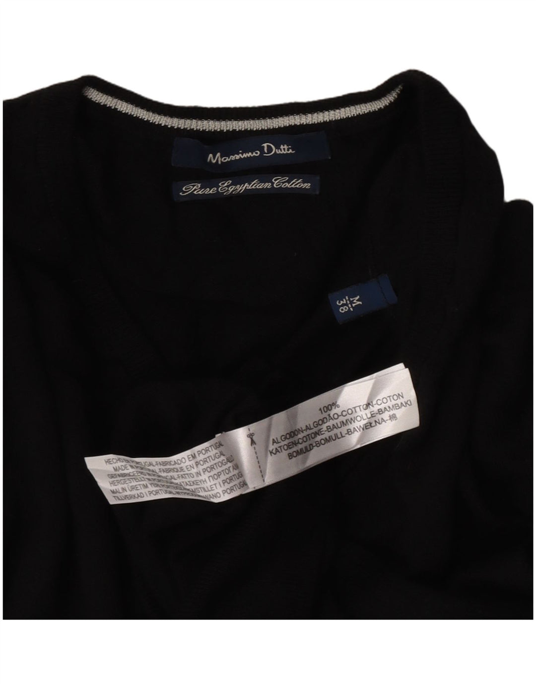 Massimo Dutti Herre V-hals sweater Medium Sort Bomuld