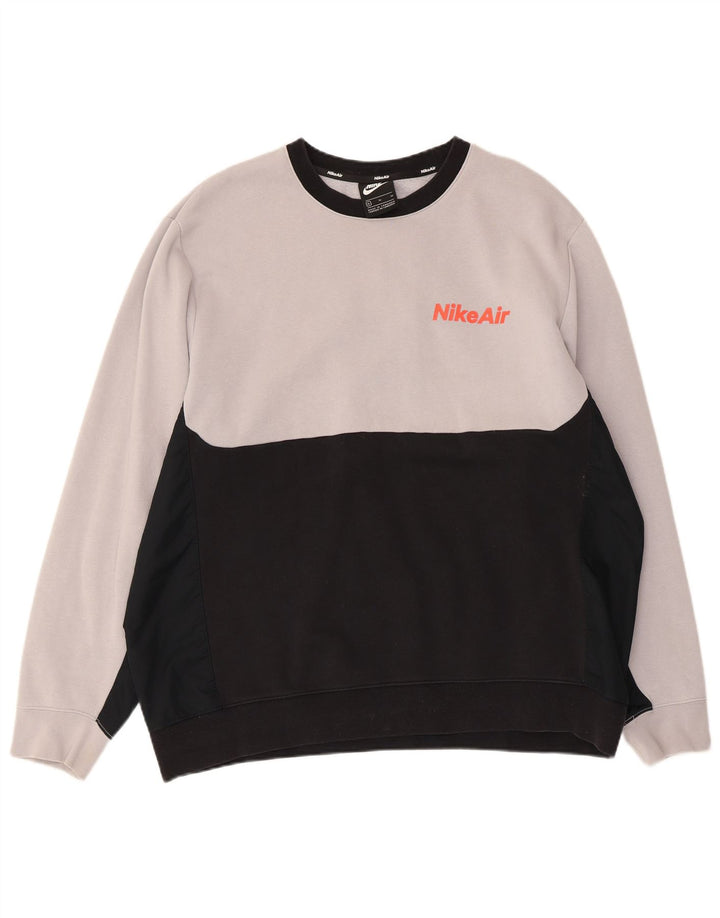 NIKE Sweatshirt Jumper til mænd XL Grå Colourblock Bomuld