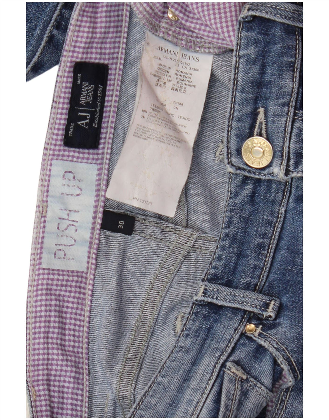 ARMANI Dame Skinny Jeans W30 L30 Blå Bomuld