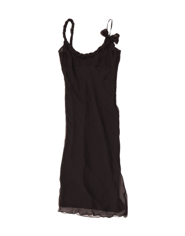 Karen Millen Dame ærmeløs Maxikjole UK 12 Medium Sort Silke