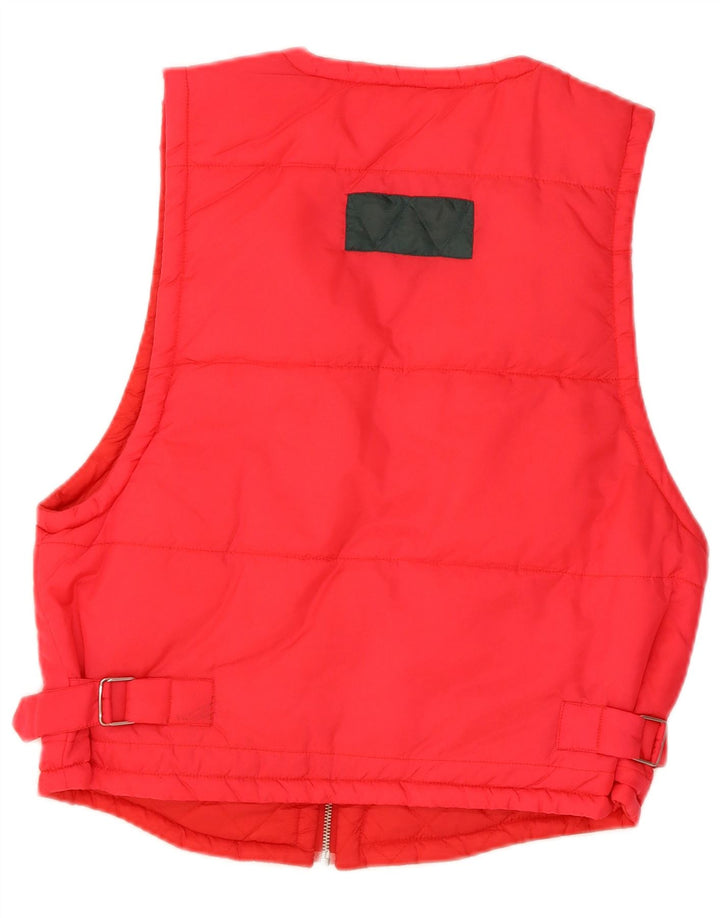 VINTAGE Womens Oversized Padded Gilet UK 10 Small Red Polyamide