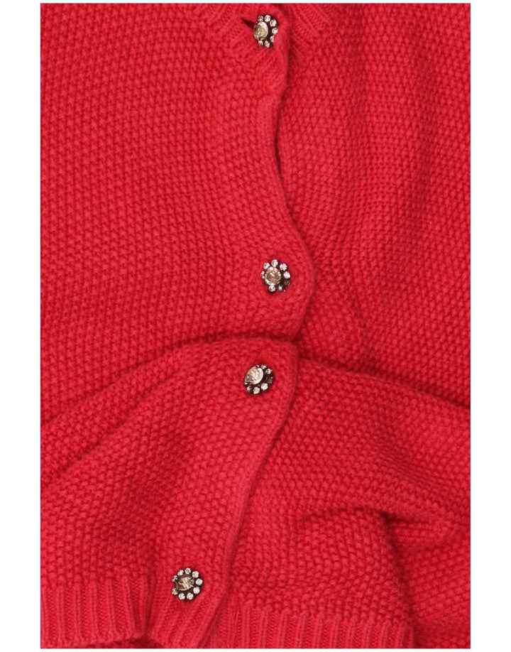 Zara Dame Cardigan Sweater UK 10 Lille rød viskose