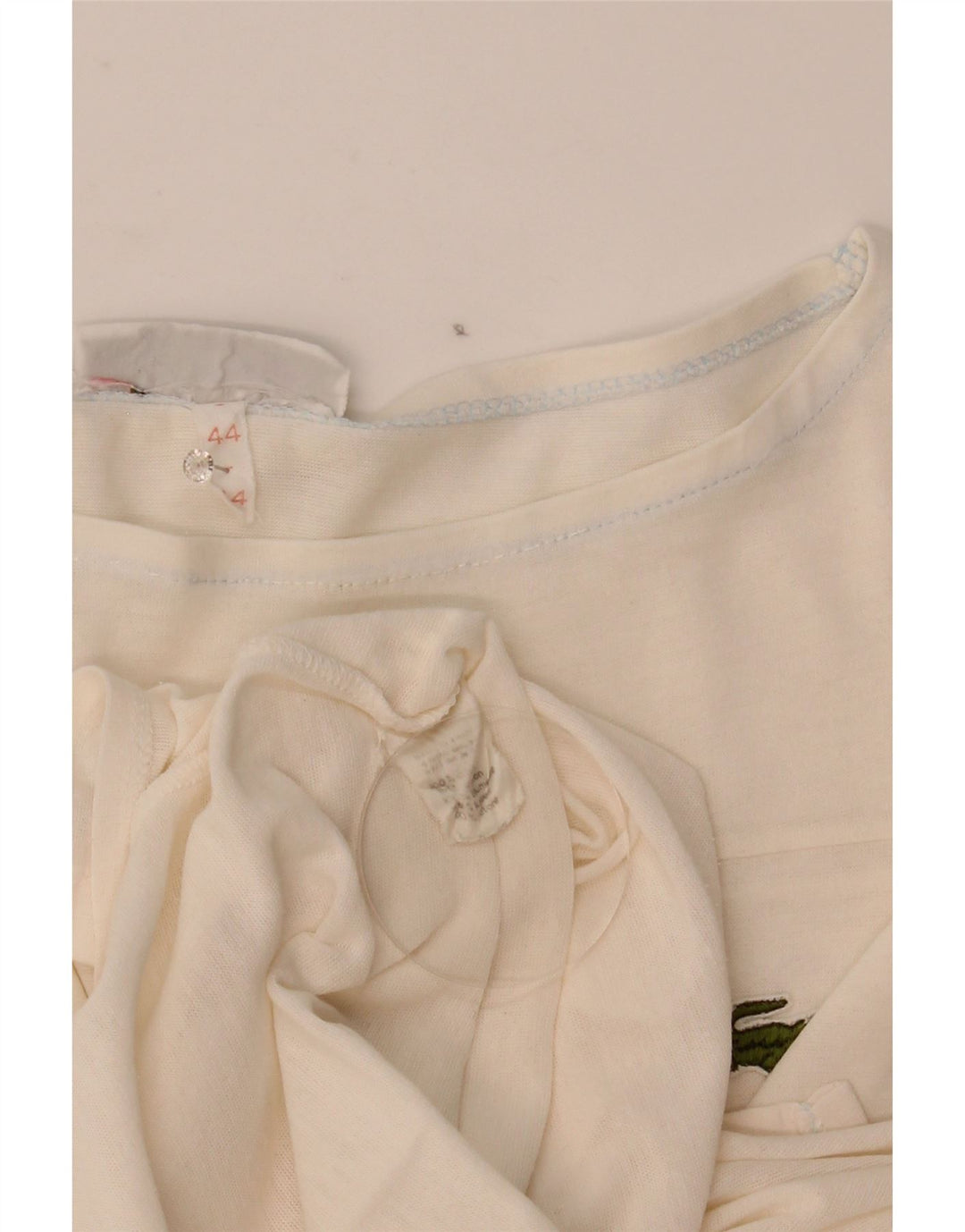 Lacoste Dame T-Shirt Top Str. 44 Stor Hvid Bomuld