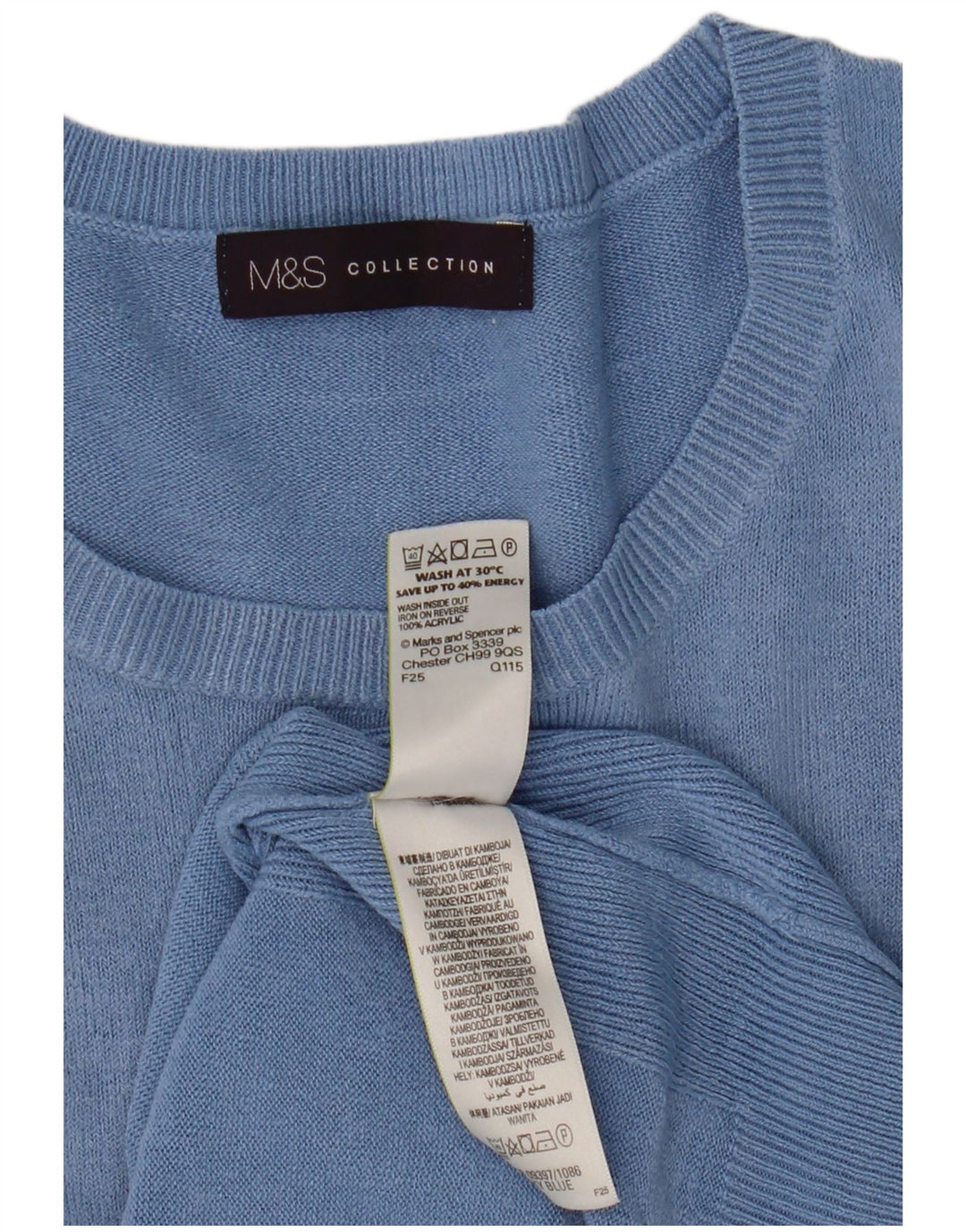 Marks & Spencer Dame Boat Neck Jumper Sweater UK 14 Medium Blue Acryl