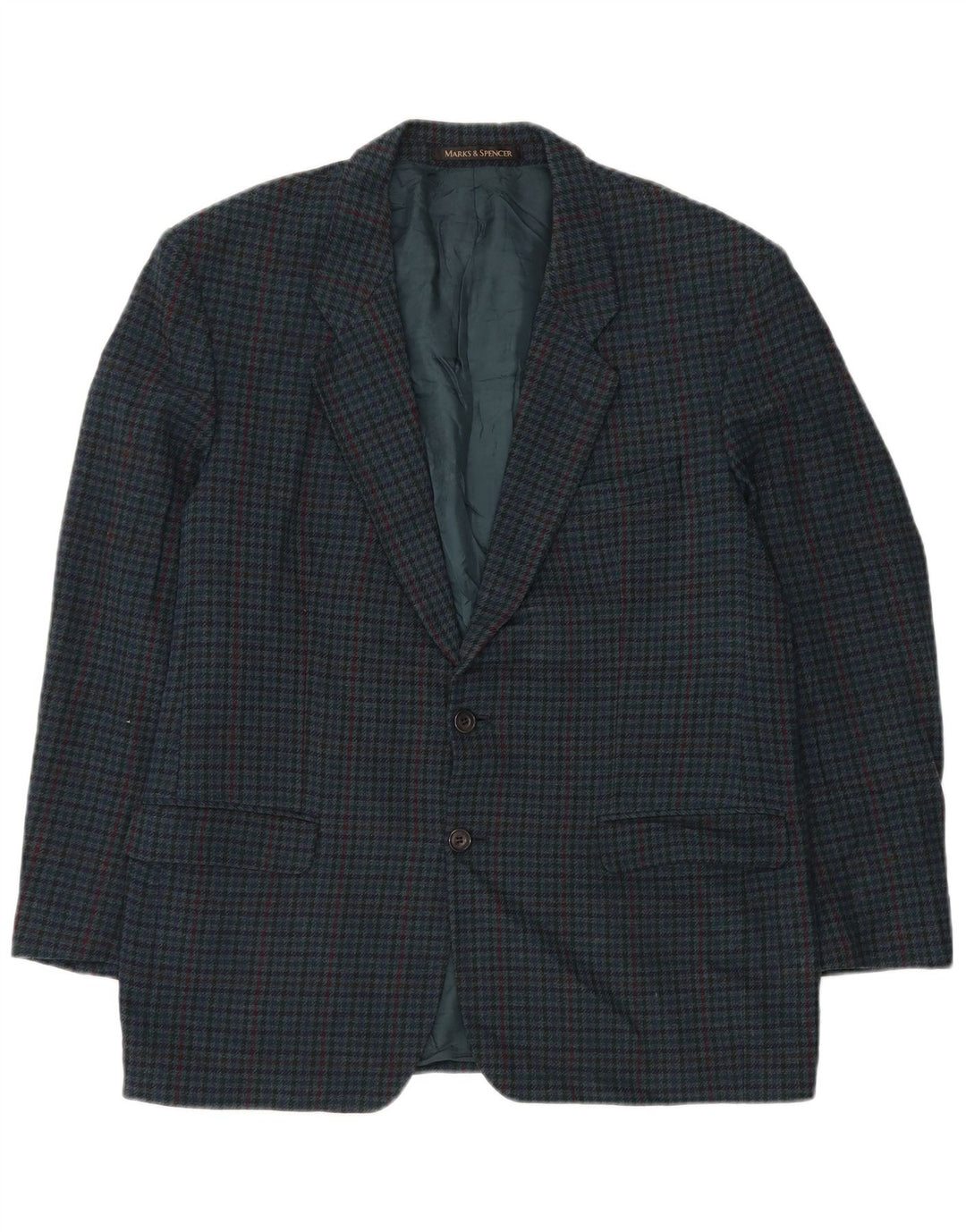 Marks & Spencer Herre St. Michael Blazer Jacket UK 44 XL Grøn Houndstooth
