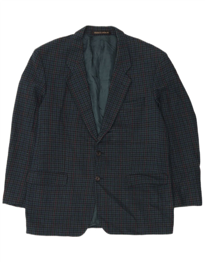 Marks & Spencer Herre St. Michael Blazer Jacket UK 44 XL Grøn Houndstooth
