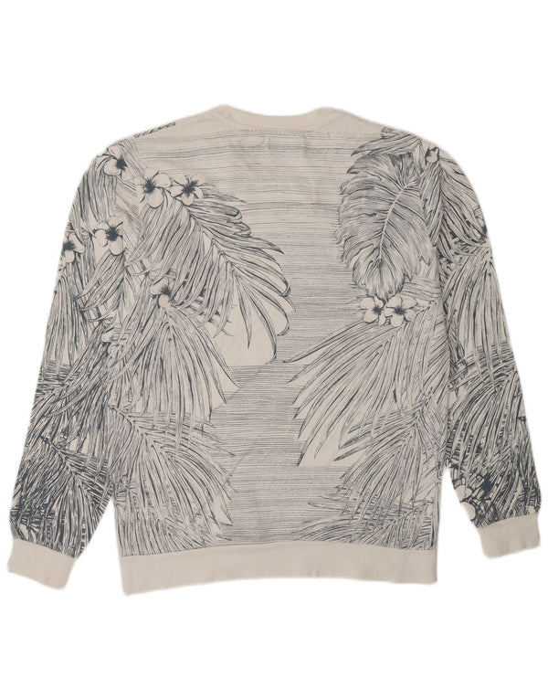 Zara Herre Sweatshirt Jumper Medium Hvid Blomsterbomuld