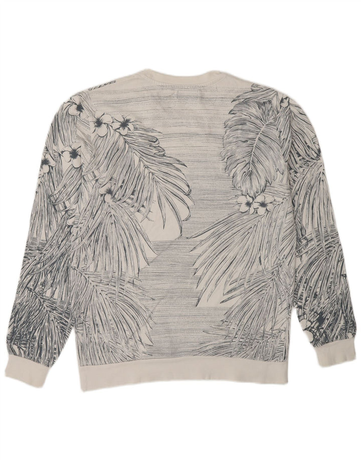 Zara Herre Sweatshirt Jumper Medium Hvid Blomsterbomuld