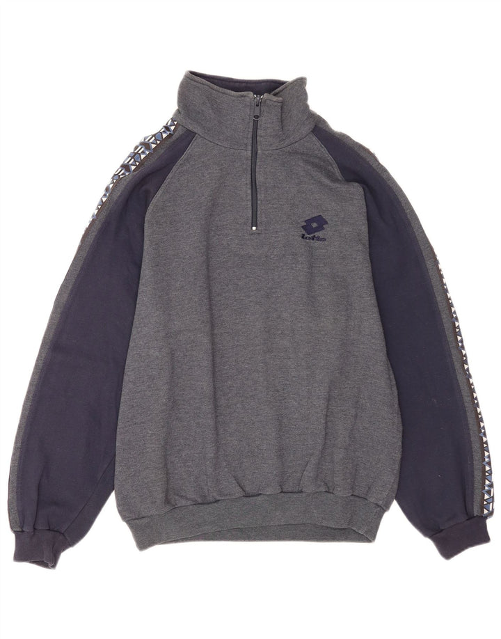Lotto Herre Grafisk Zip Neck Sweatshirt Jumper Medium Grå Colourblock