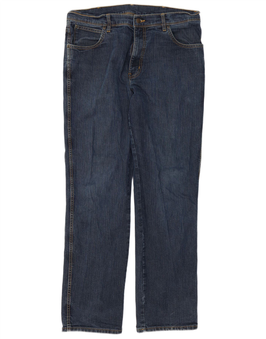 Wrangler Herre Regular Fit Straight Jeans W38 L32 Blå Bomuld
