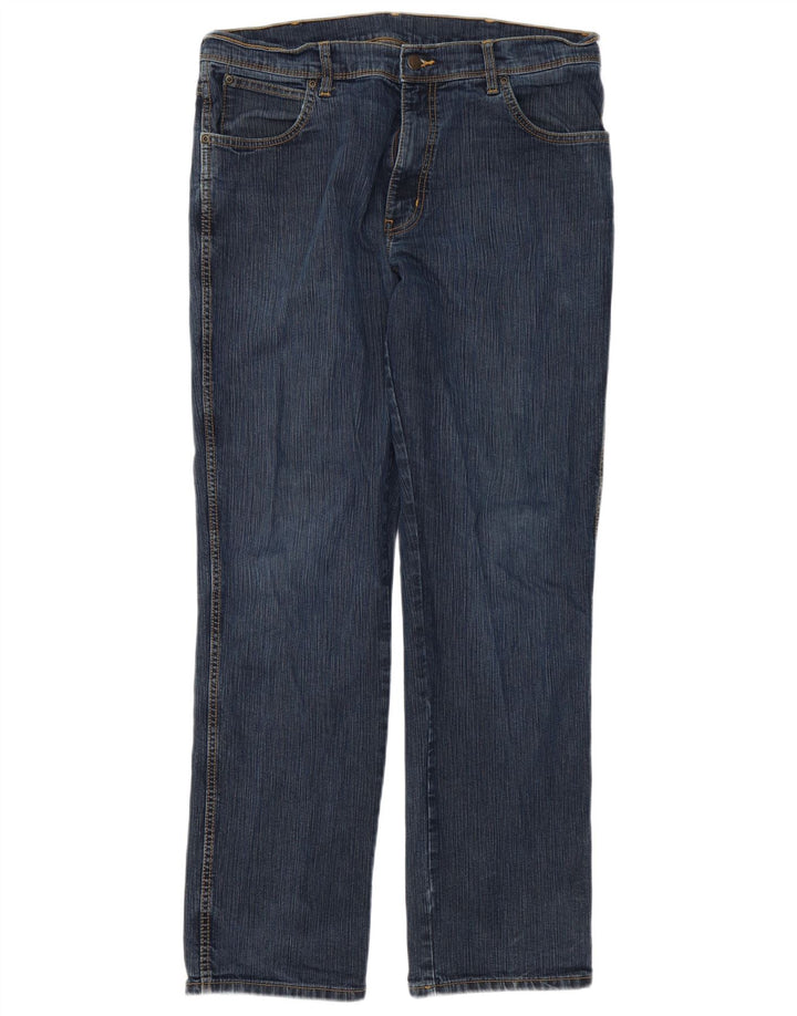 Wrangler Herre Regular Fit Straight Jeans W38 L32 Blå Bomuld