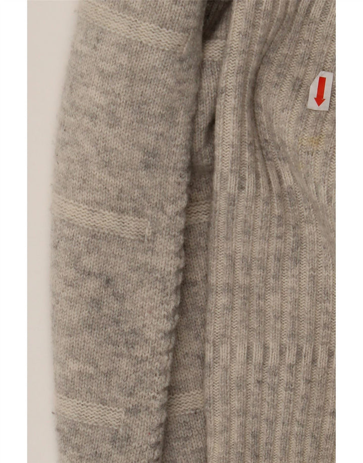 TOMMY HILFIGER Womens Roll Neck Jumper Sweater UK 10 Small Grey Striped
