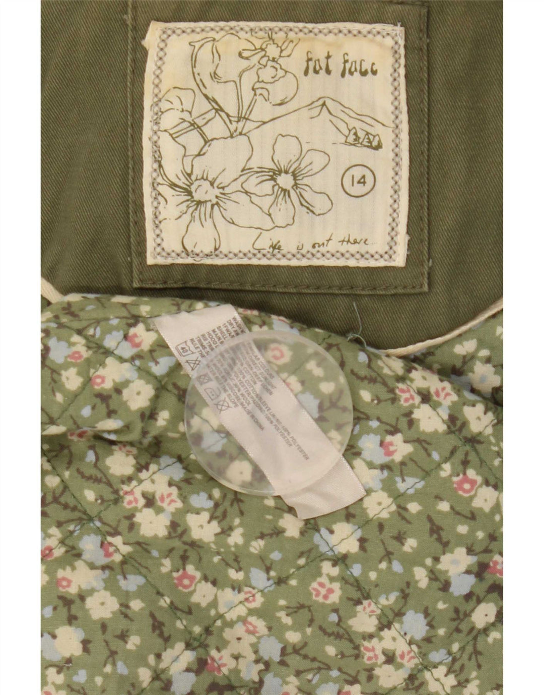 Fat Face Dame Hooded Parka Jacket UK 14 Medium Khaki Cotton