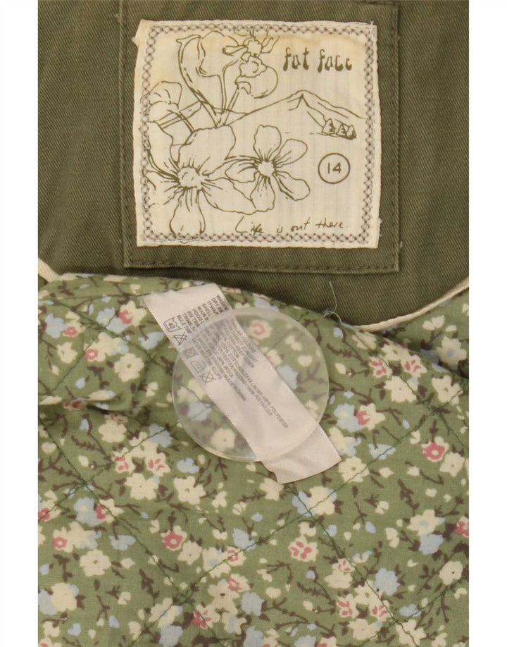 Fat Face Dame Hooded Parka Jacket UK 14 Medium Khaki Cotton