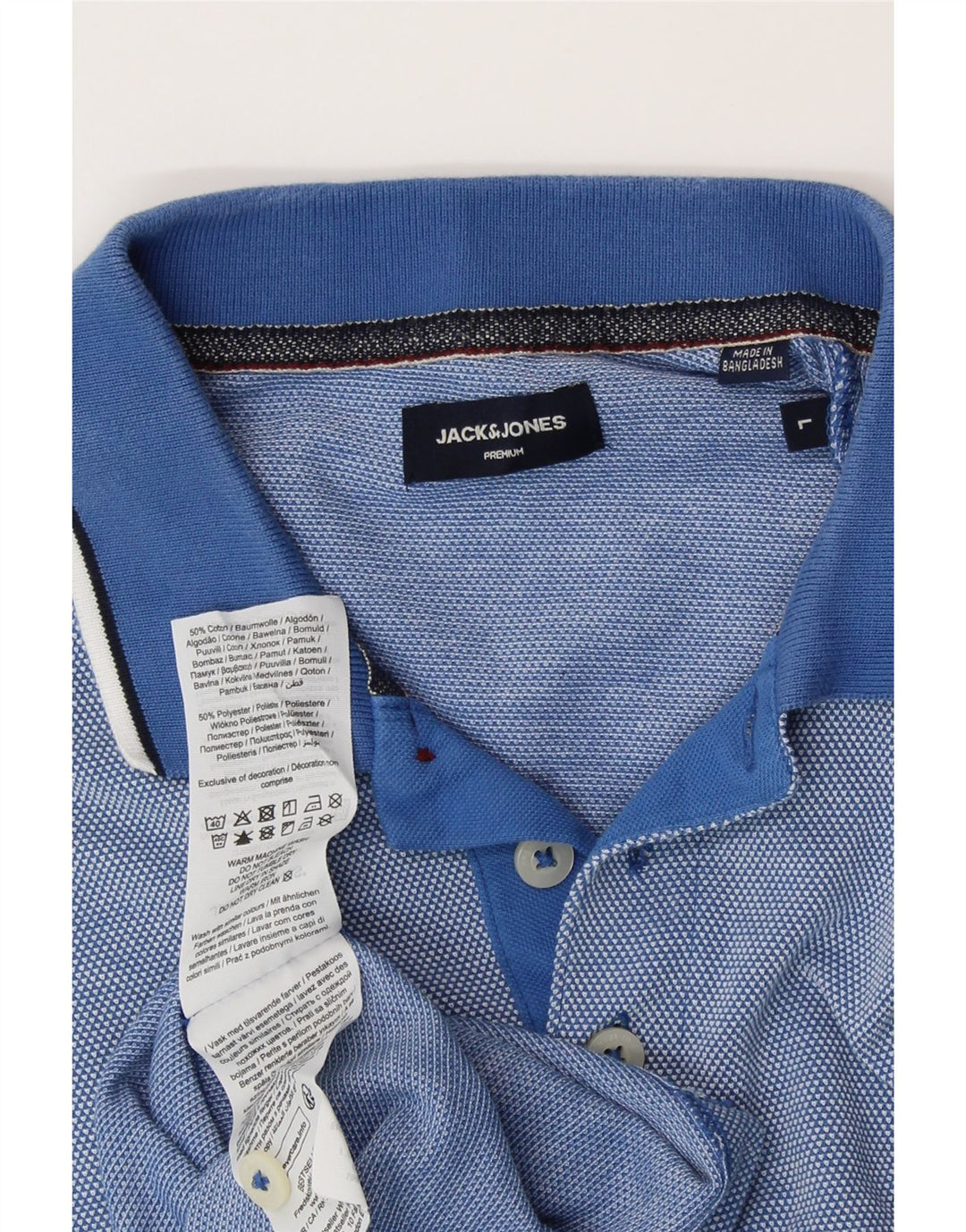 JACK & JONES Mens Premium Polo Shirt Large Blue Cotton Vintage Jack & Jones and Second-Hand Jack & Jones from Messina Hembry 
