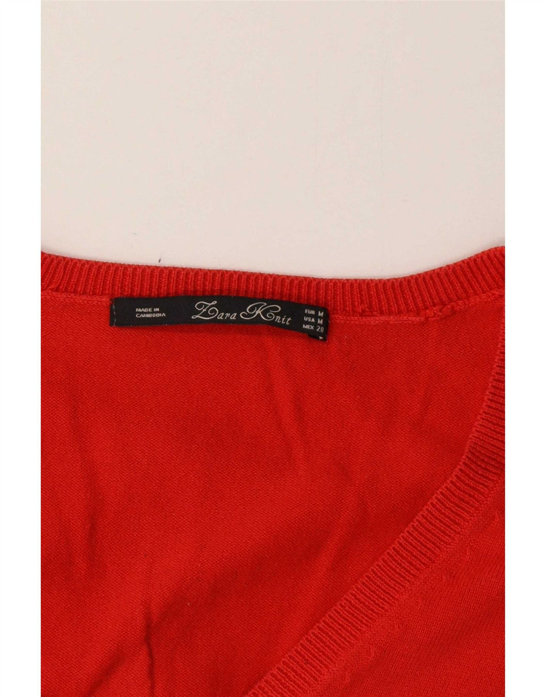 Zara Dame V-hals sweater UK 12 Medium Orange