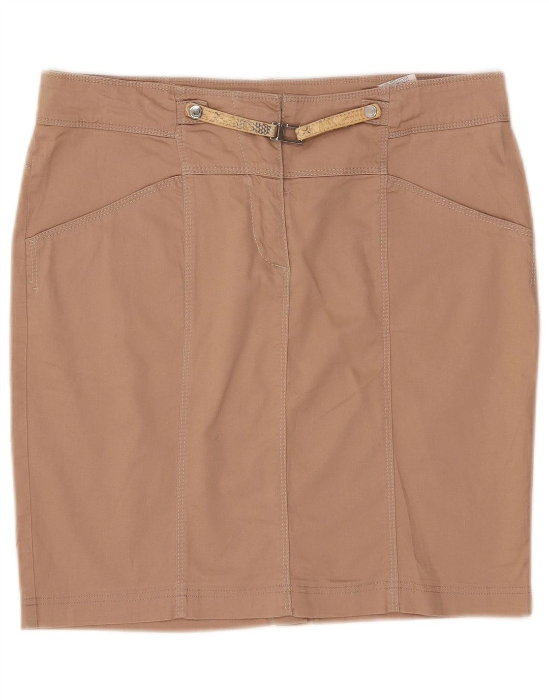 Trussardi Dame Pencil Skirt IT 46 Large W32 Beige Bomuld