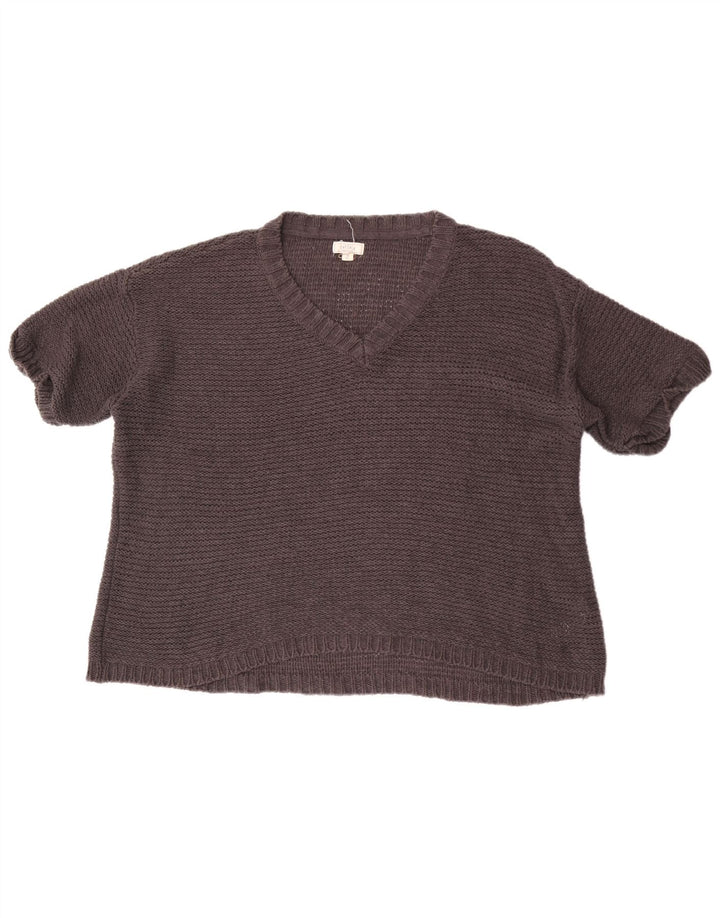 Fat Face Dame Kortærmet V-hals Jumper Sweater UK 14 Medium Sort