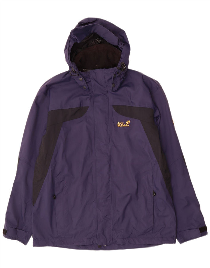 JACK WOLFSKIN Regnjakke til mænd UK 36/38 Medium Navy Blue Colourblock