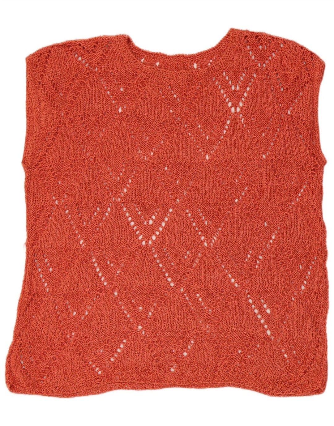 VINTAGE Dame Vest Tank Top UK 16 Large Brown Argyle/Diamond