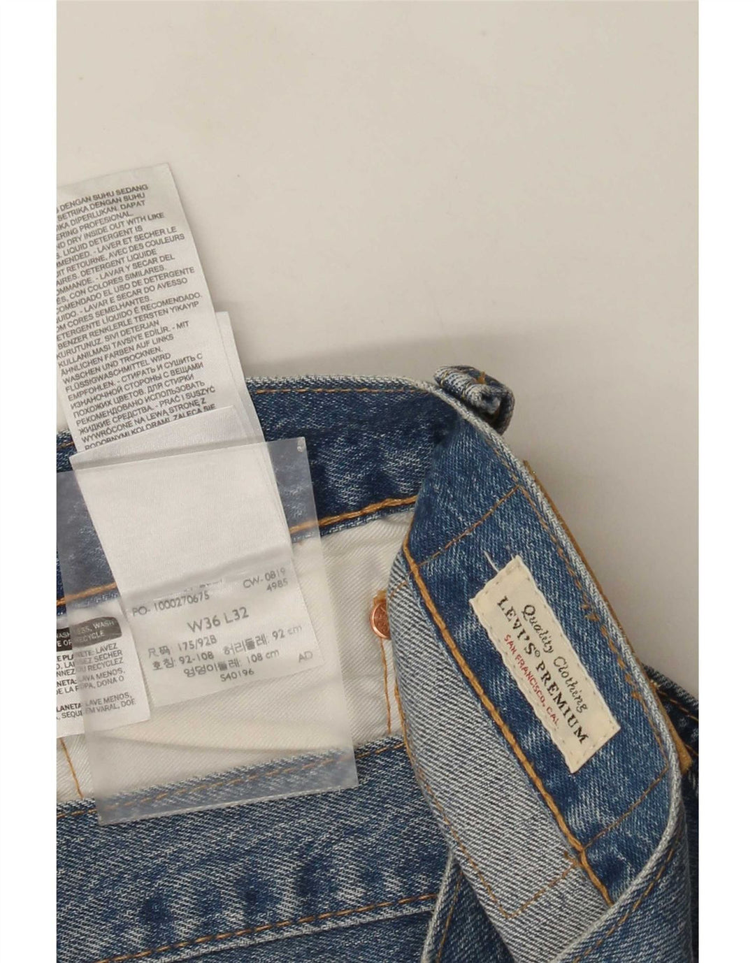 Levi's Herre 501 lige jeans W36 L32 blå bomuld