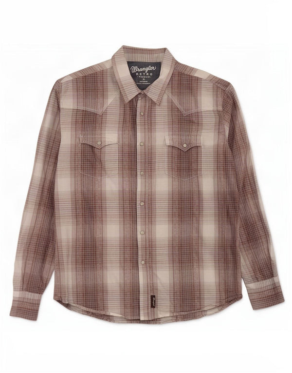 Wrangler herreskjorte XL brun ternet bomuld