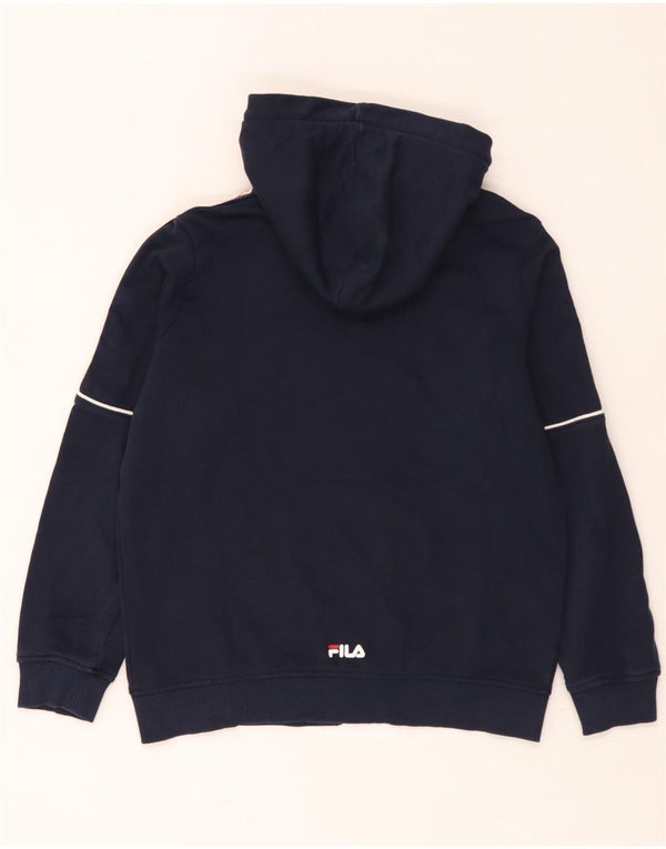 Fila Boys grafisk hættetrøje med lynlås 11-12 år Navy Blue Colourblock