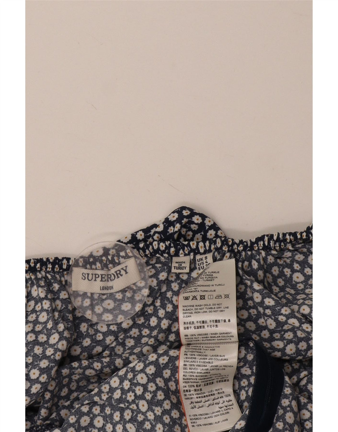 SUPERDRY Dame Playsuit UK 8 Small Navy Blue Floral Viscose