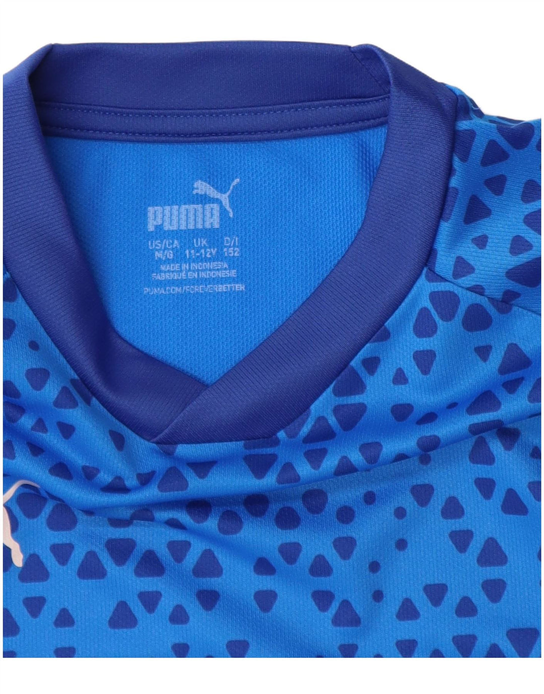 Puma Boys T-Shirt Top 11-12 År Blå Geometrisk Polyester