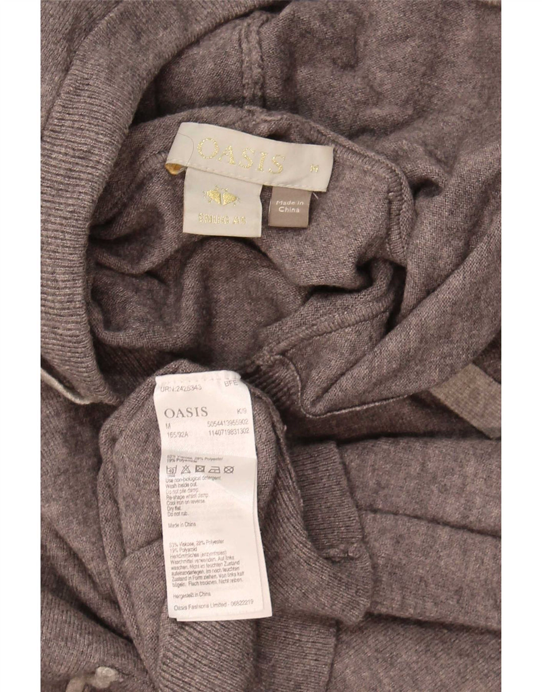 Oasis Dame Hættetrøje UK 14 Medium Grey Flecked Viscose