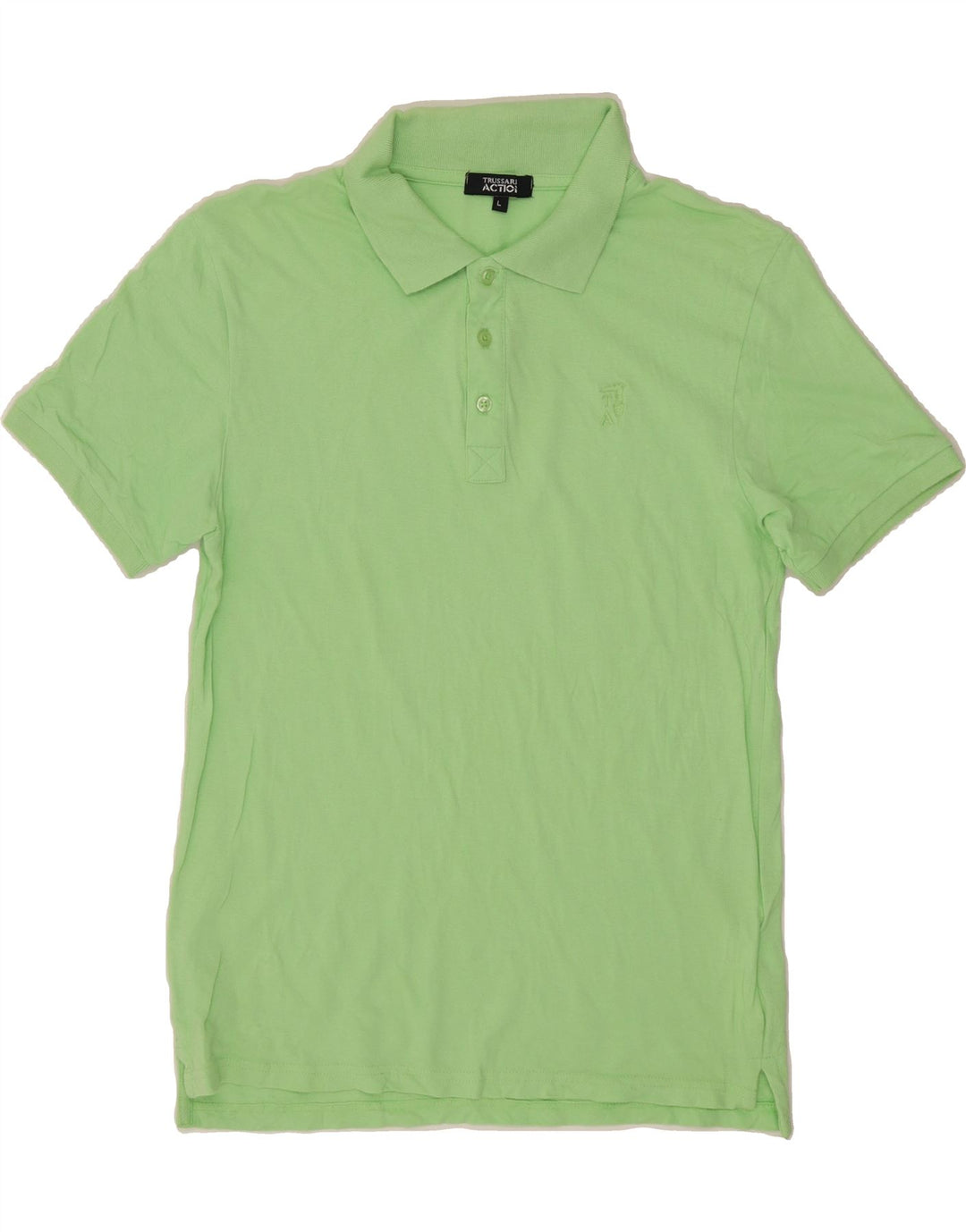TRUSSARDI Mens Polo Shirt Large Green Cotton Vintage Trussardi and Second-Hand Trussardi from Messina Hembry 