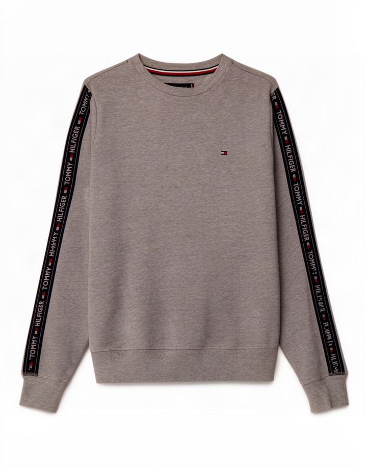 Tommy Hilfiger Herre Grafisk Sweatshirt Jumper Lille Grå Colourblock Bomuld