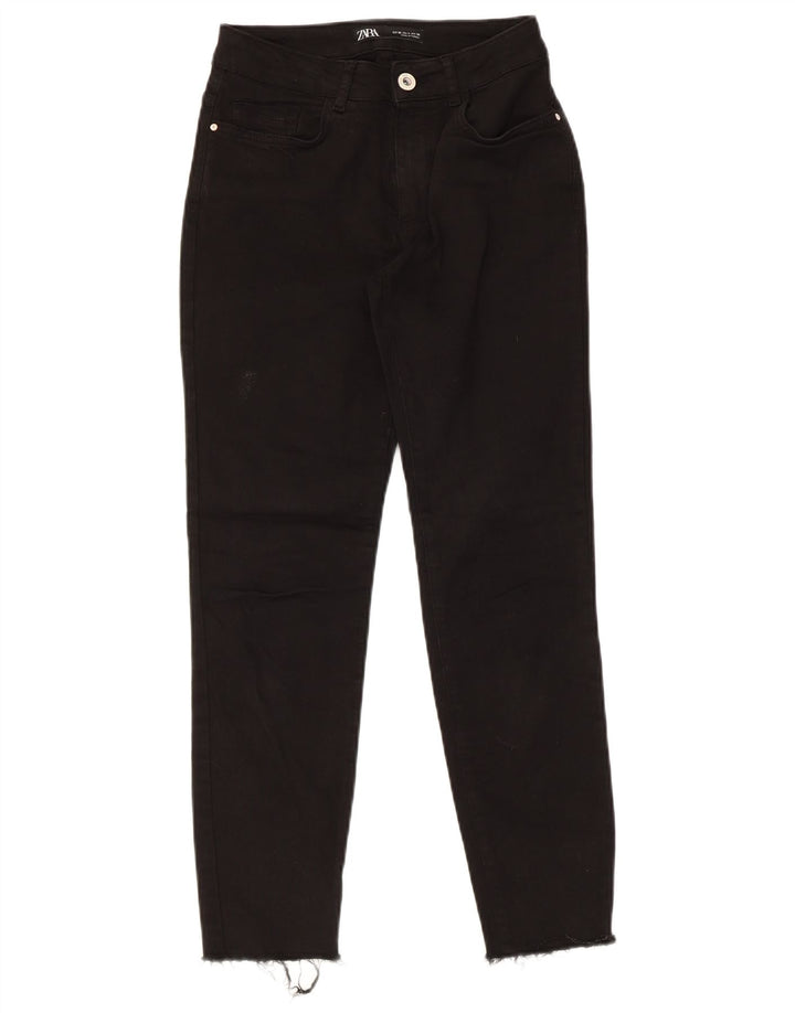 ZARA Womens Cropped Jeans EU 36 XS W26 L25 Black