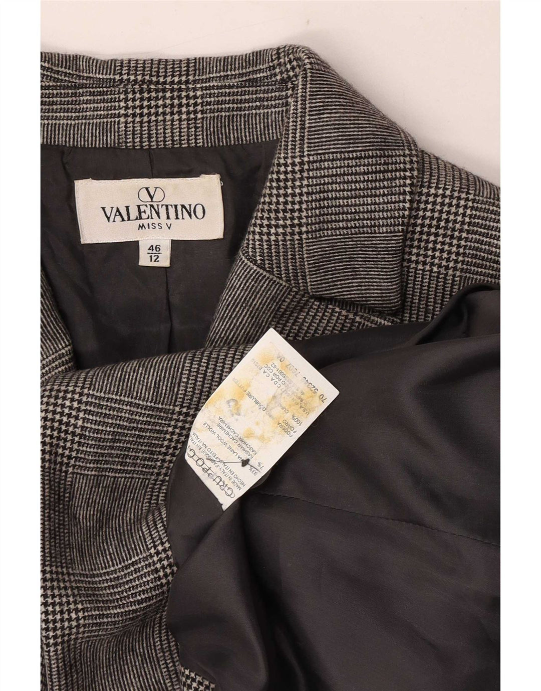 Valentino Dame 3-knaps blazerjakke UK 12 Medium Grey Houndstooth