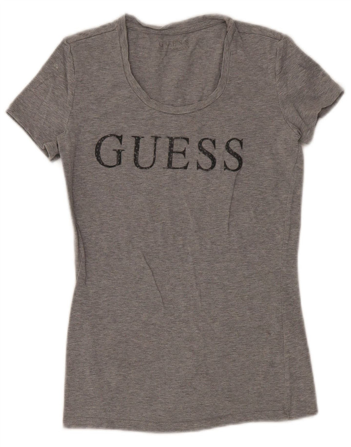 Guess Graphic T-Shirt Top UK 8 Small Grey