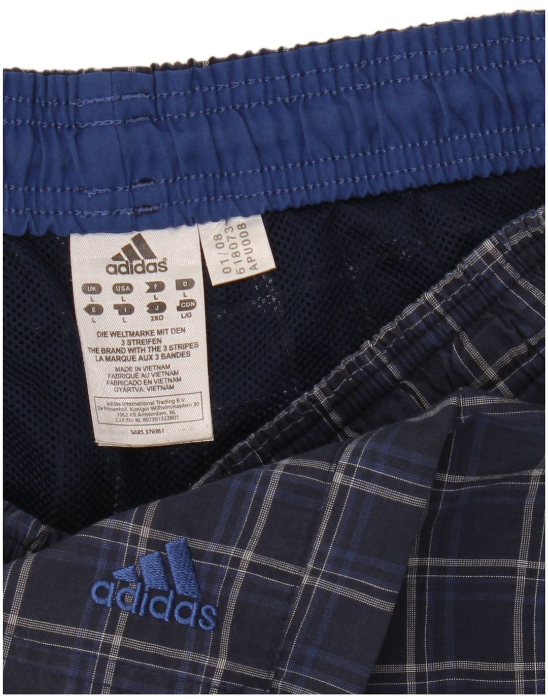 Adidas Badeshorts til mænd store blå ternet polyester