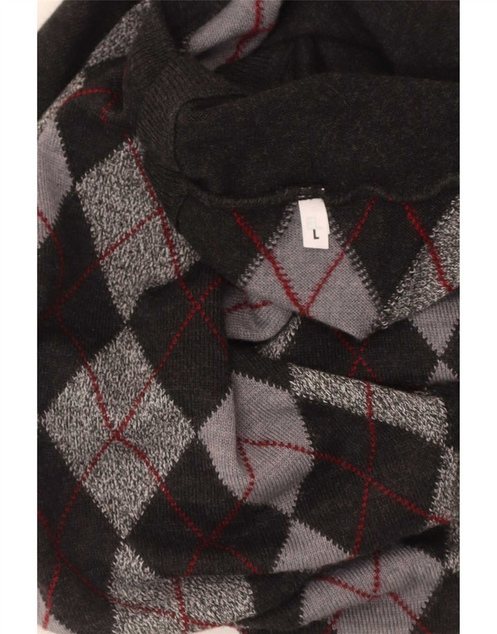 Vintage Herre Vest Tank Top Stor Grå Argyle/Diamant
