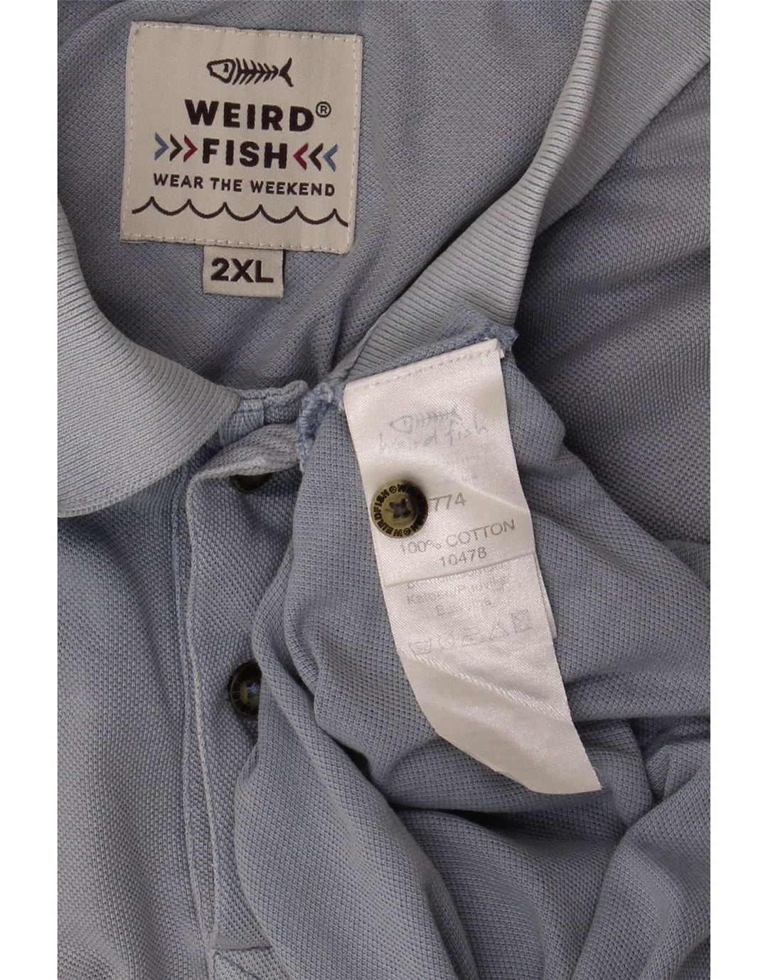 Weird Fish Herre Polo Shirt 2XL Blå Bomuld