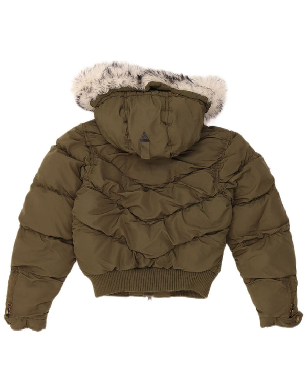 Lee Girls Crop hættepolstret jakke 7-8 år XS Khaki Polyester