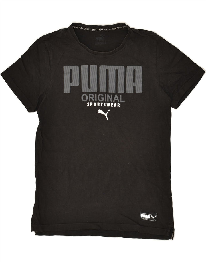 PUMA Mens Graphic T-Shirt Top Medium Black Cotton | Vintage Puma | Thrift | Second-Hand Puma | Used Clothing | Messina Hembry 