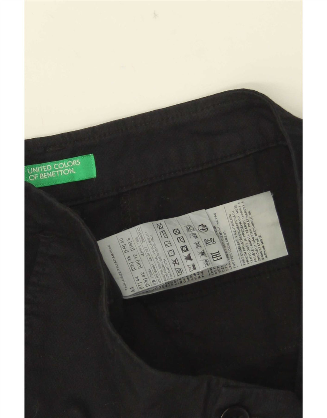 Benetton Chino Shorts til kvinder UK 12 Medium W32 Sort
