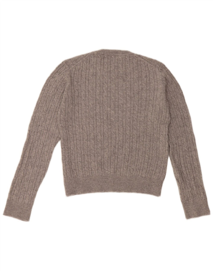 JACK WILLS Dame Crop Crew Neck Jumper Sweater UK 12 Medium Grey Uld