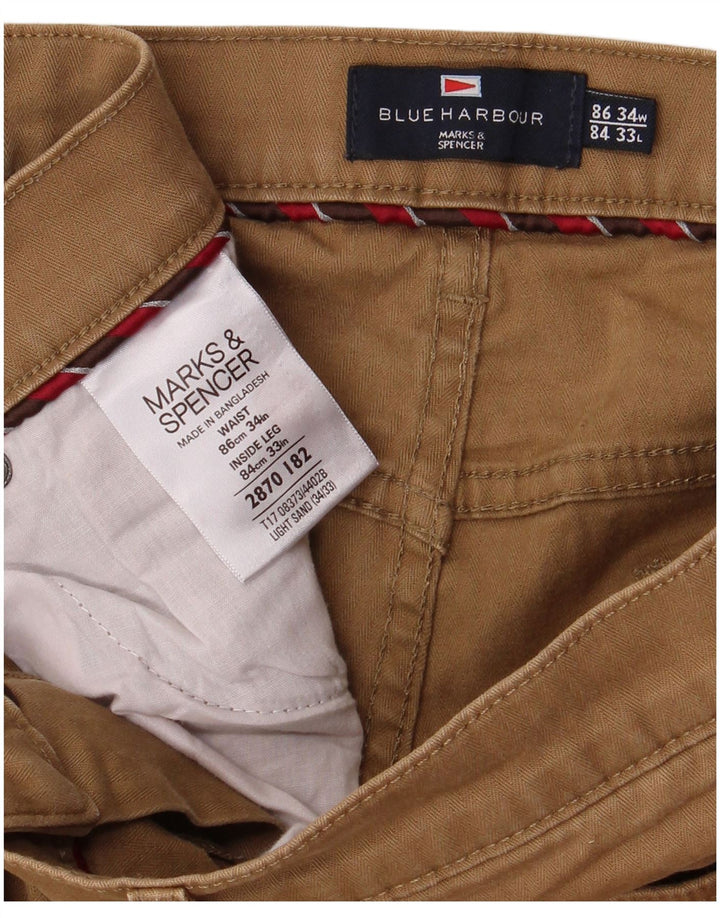 MARKS & SPENCER Herre Blue Harbor Casual Bukser W34 L33 Brun