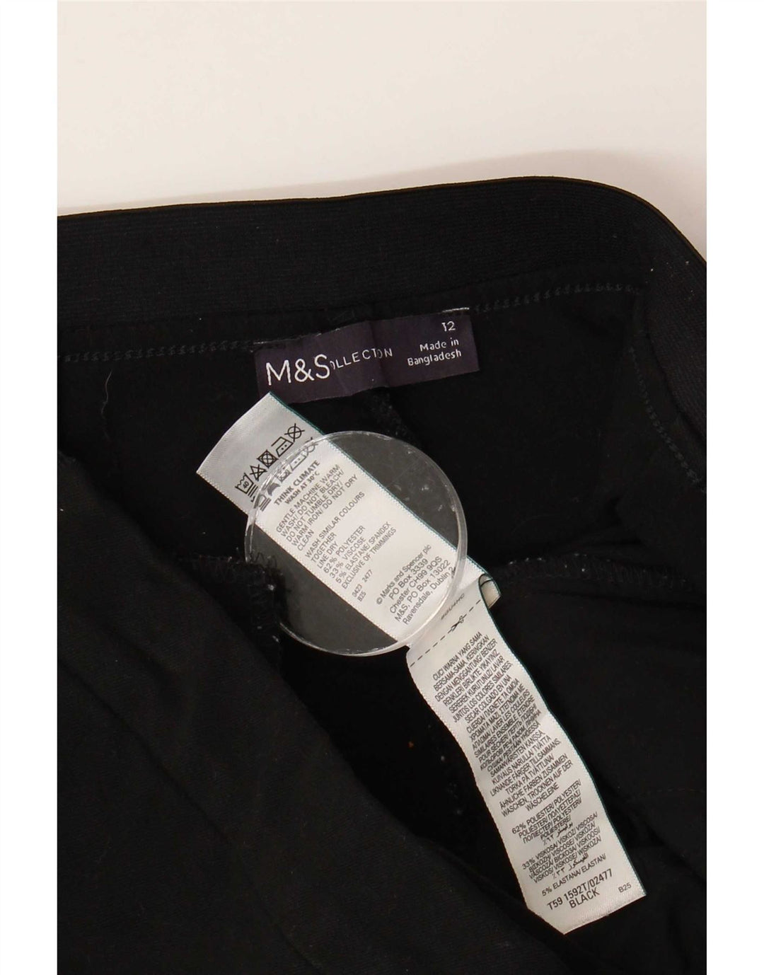 Marks & Spencer Dame Slim Suit Bukser UK 12 Medium W32 L25 Black