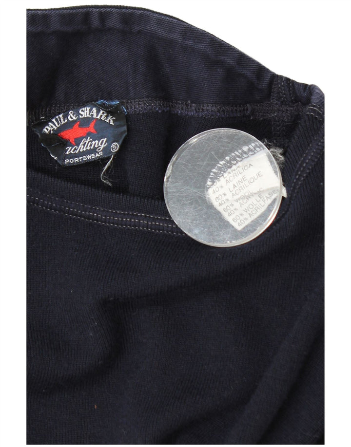 Paul & Shark Herre Boat Neck Jumper Sweater Medium Navy Blue Uld